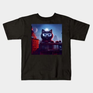 Sci-fi cat wearing cool shades Kids T-Shirt